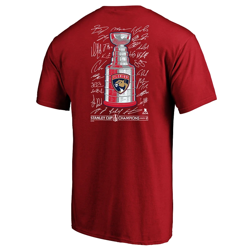 T-shirt rouge Fanatics pour hommes, équipe des Panthers de la Floride, champions Coupe Stanley 2025, taille grande et