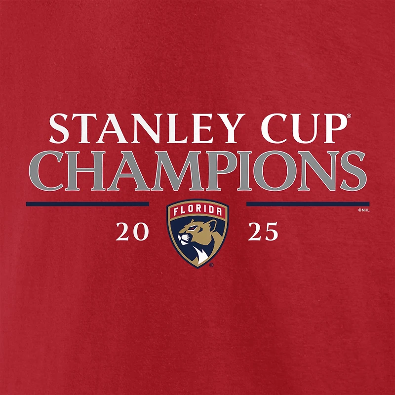 T-shirt rouge Fanatics pour homme, équipe des Panthers de la Floride, champions Coupe Stanley 2025