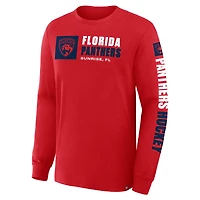 Men's Fanatics Red Florida Panthers Goal Crease Legacy Long Sleeve T-Shirt