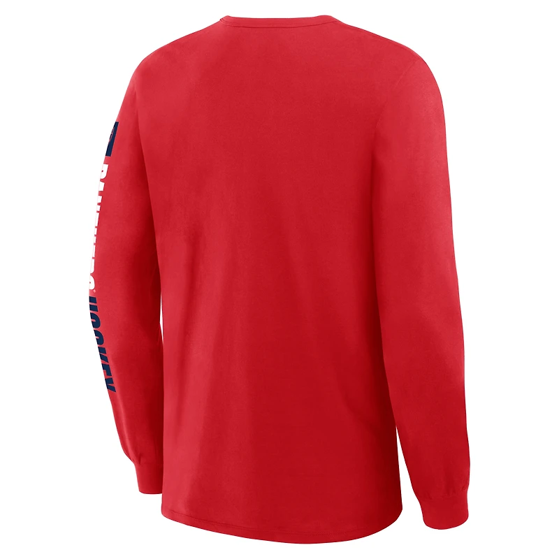Men's Fanatics Red Florida Panthers Goal Crease Legacy Long Sleeve T-Shirt