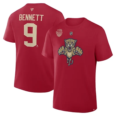 Men's Fanatics Sam Bennett Red Florida Panthers 2026 NHL Winter Classic Authentic Stack Name & Number T-Shirt