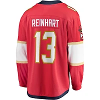 Men's Fanatics Sam Reinhart Red Florida Panthers Home 2024 Stanley Cup Champions Breakaway Player Jersey
