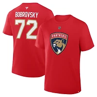 T-shirt rouge authentique des Panthers de la Floride, Sergei Bobrovsky, fanatiques pour hommes, avec nom et numéro Stack