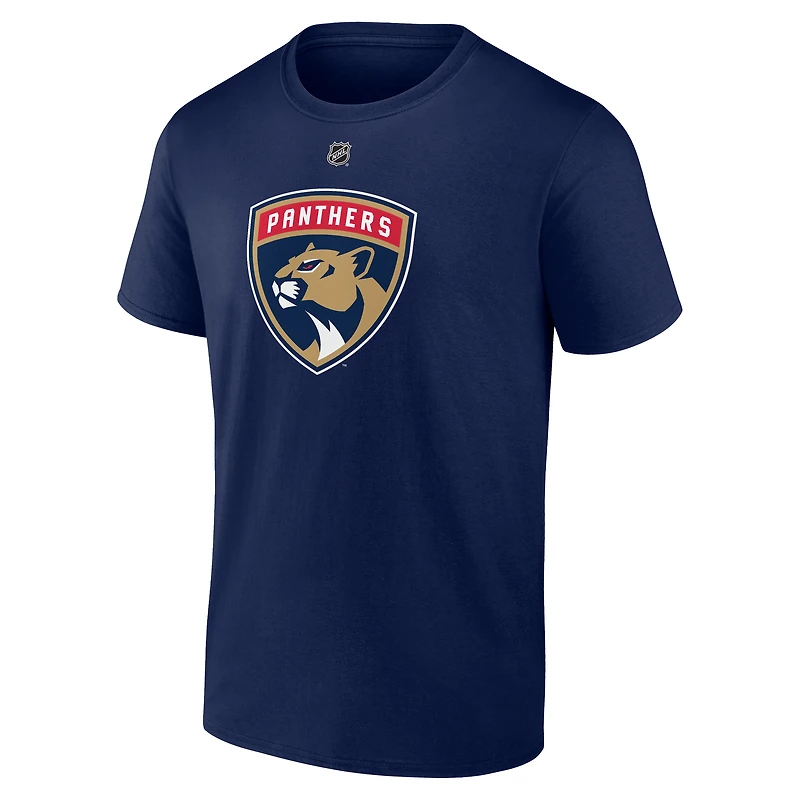 T-shirt Fanatics Seth Jones bleu marine pour homme, authentique, avec nom et numéro Stack des Panthers de la Floride