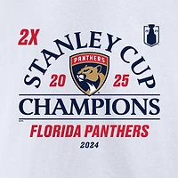 T-shirt à manches longues Fanatics blanc pour homme, Panthers de la Floride, double champion Coupe Stanley