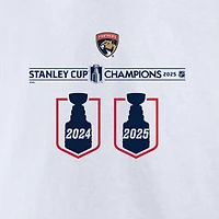 T-shirt à manches longues Fanatics blanc pour homme, Panthers de la Floride, double champion Coupe Stanley