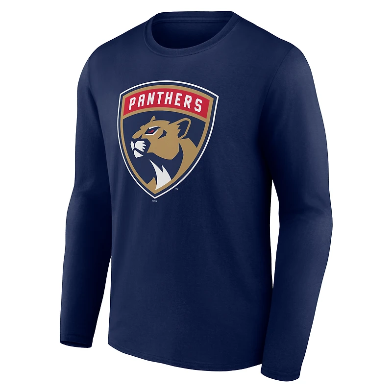 T-shirt à manches longues bleu marine pour homme avec logo principal des Panthers de la Floride