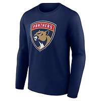 T-shirt à manches longues bleu marine pour homme avec logo principal des Panthers de la Floride