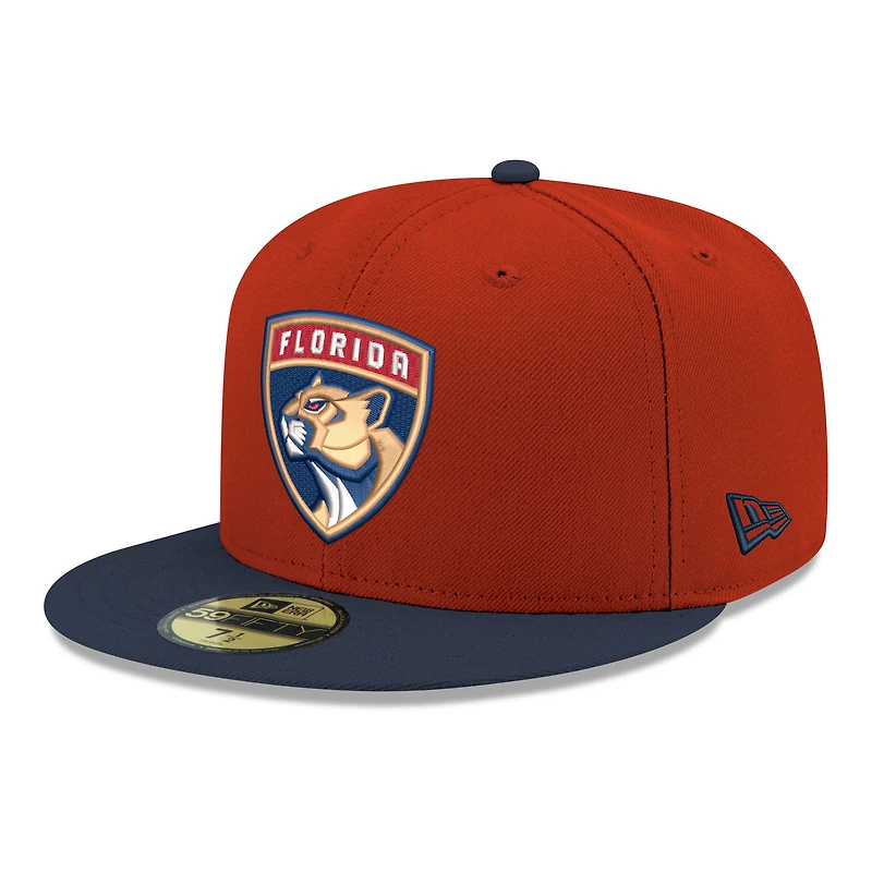 Men's New Era Red Florida Panthers Core Logo Two-Tone 59FIFTY Fitted Hat