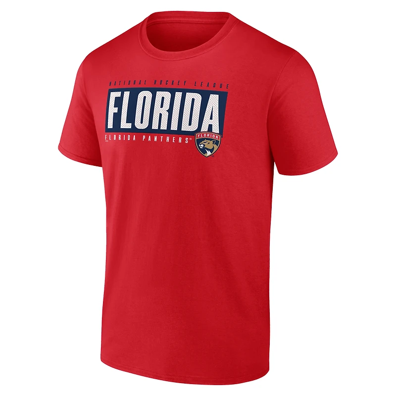Men's Red Florida Panthers Blocked Out T-Shirt