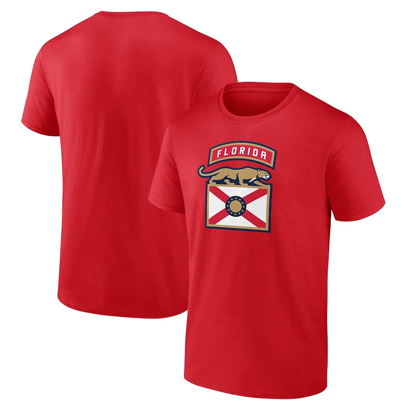 T-shirt rouge pour homme avec logo des Panthers de la Floride sur l'épaule