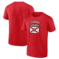 T-shirt rouge pour homme avec logo des Panthers de la Floride sur l'épaule