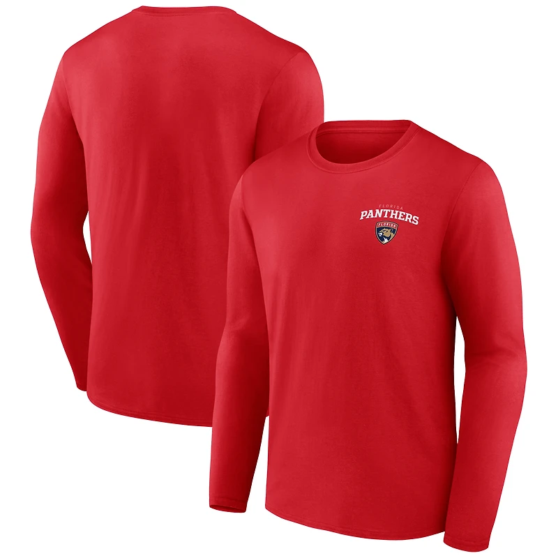 Men's  Red Florida Panthers Team Lockup Long Sleeve T-Shirt