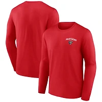 Men's  Red Florida Panthers Team Lockup Long Sleeve T-Shirt