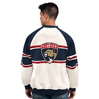 Men's Starter  White Florida Panthers Defense Fleece Crewneck Sweatshirt