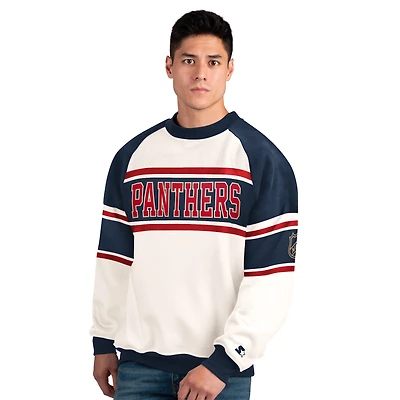 Men's Starter  White Florida Panthers Defense Fleece Crewneck Sweatshirt