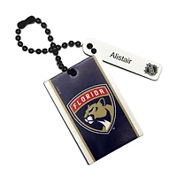 Étiquette de sac rectangulaire en cuir personnalisée des Panthers de la Floride bleu marine