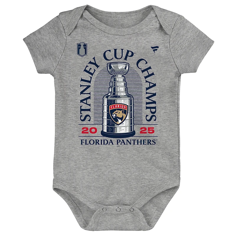 Body de vestiaire pour nouveau-né Fanatics Heather Gray, champions la Coupe Stanley 2025 des Panthers Floride