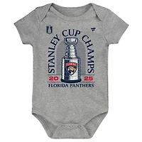 Body de vestiaire pour nouveau-né Fanatics Heather Gray, champions la Coupe Stanley 2025 des Panthers Floride