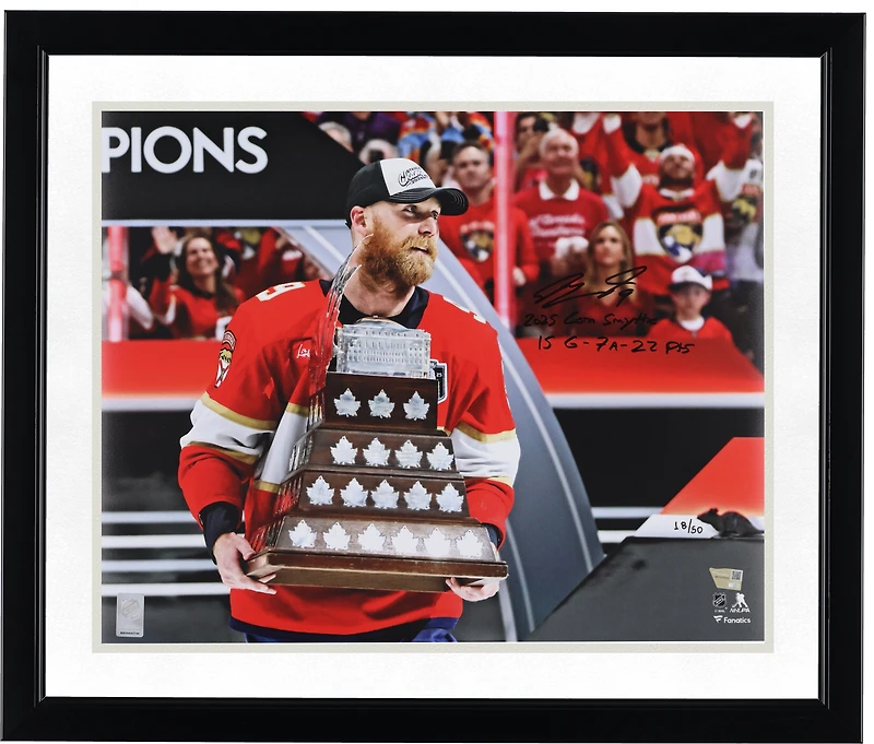 Sam Bennett Florida Panthers Autographed 2025 Stanley Cup Champions 16" x 20" Raising Conn Smythe Photograph with Multiple Inscriptions - Limited Edition of 50