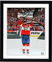 Sam Bennett Florida Panthers Autographed 2025 Stanley Cup Champions 16" x 20" Raising Cup Photograph with "2025 SC Champs" Inscription