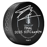 Rondelle officielle de match de la Coupe Stanley 2025 autographiée par Sam Bennett des Panthers de la Floride avec l'inscription « 2025 SC Champs »