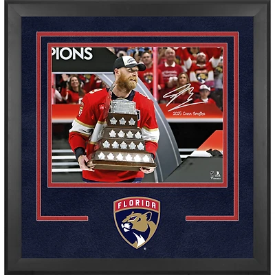 Sam Bennett Florida Panthers Autographed 2025 Stanley Cup Champions Deluxe Framed 16" x 20" Raising Conn Smythe Photograph with "2025 Conn Smythe" Inscription