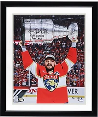 Sam Reinhart Florida Panthers Autographed 2025 Stanley Cup Champions 16" x 20" Raising Cup Photograph with Multiple Inscriptions