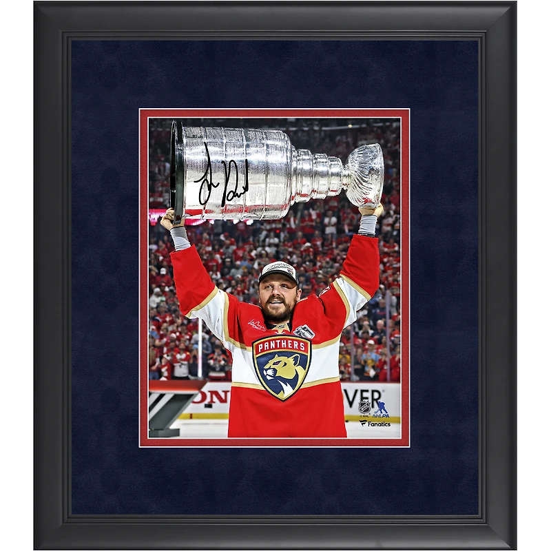 Sam Reinhart Florida Panthers Autographed 2025 Stanley Cup Champions Framed 8" x 10" Raising Cup Photograph 