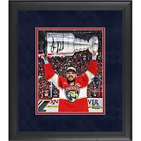 Sam Reinhart Florida Panthers Autographed 2025 Stanley Cup Champions Framed 8" x 10" Raising Cup Photograph