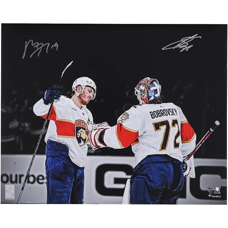 Sergei Bobrovsky & Matthew Tkachuk Florida Panthers Autographed 2024 Stanley Cup Champions 16" x 20" Post-Game Celebration Photograph