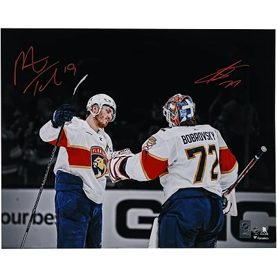 Sergei Bobrovsky & Matthew Tkachuk Florida Panthers Autographed 2024 Stanley Cup Champions 16" x 20" Post-Game Celebration Photograph