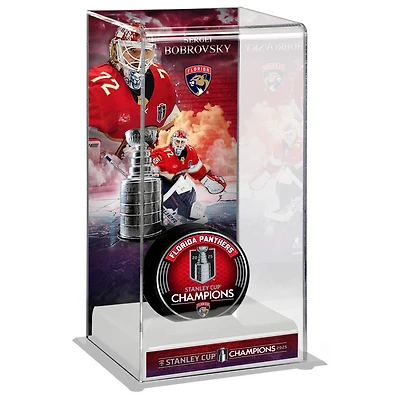 Sergei Bobrovsky Florida Panthers 2025 Stanley Cup Champions Logo Deluxe Tall Hockey Puck Case