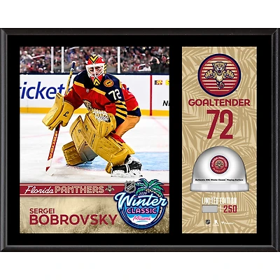 Plaque sublimée Sergei Bobrovsky, Panthers de la Floride, Classique hivernale de la LNH 2026, 30,5 x 38 cm, avec glace utilisée lors d'un match - Édition limitée à 250 exemplaires