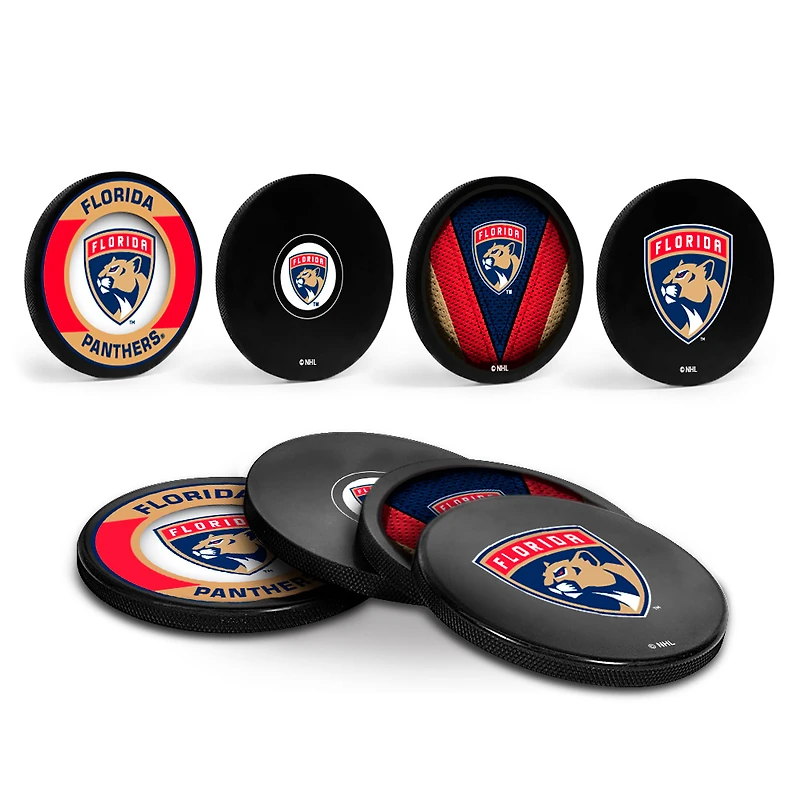The Sports Vault Florida Panthers Ensemble de 4 dessous de verre en forme de rondelle