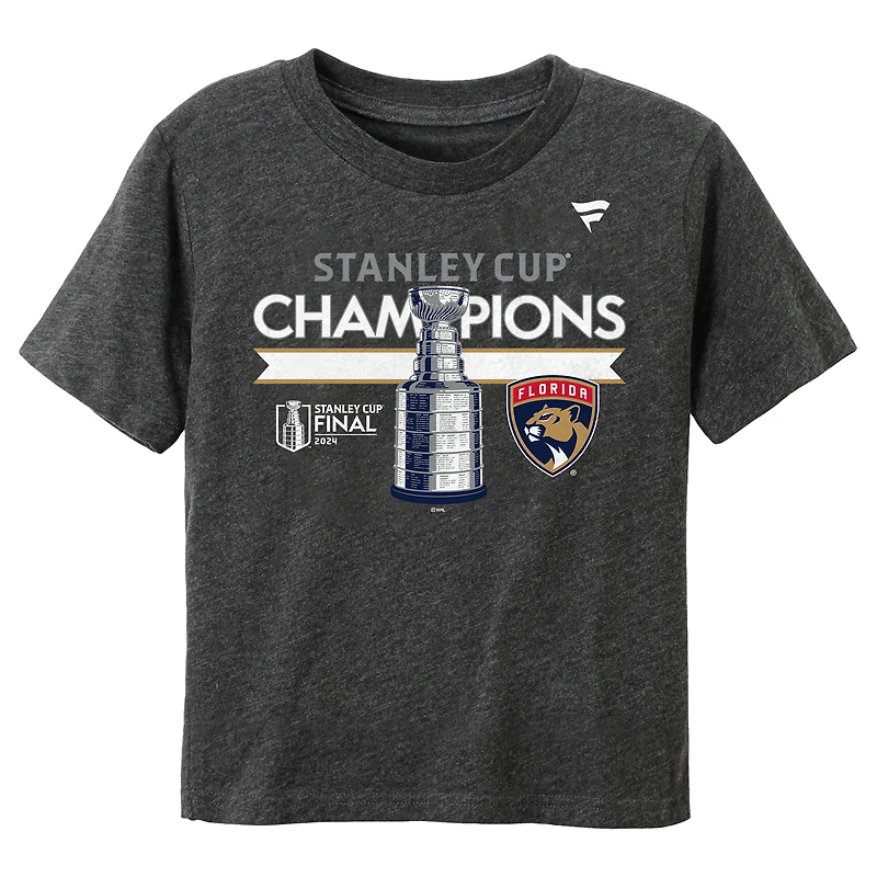 T-shirt pour vestiaire des champions de la Coupe Stanley 2024 Panthers Floride Heather Charcoal Fanatics tout-petits