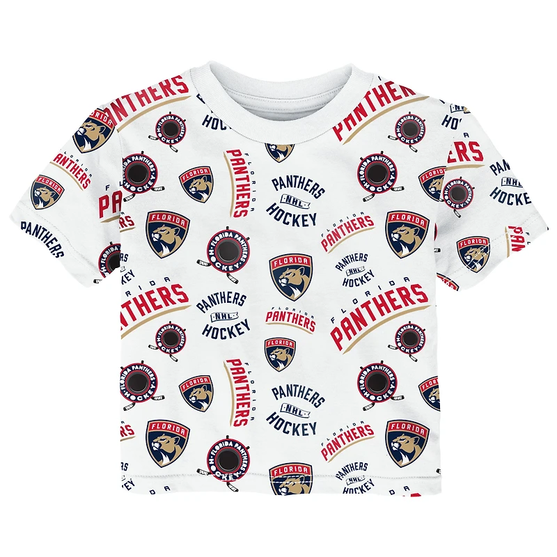 T-shirt blanc à imprimé intégral des Panthers de la Floride pour tout-petits