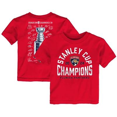 T-shirt rouge de la liste signature des champions Coupe Stanley 2024 Panthers Floride pour tout-petits