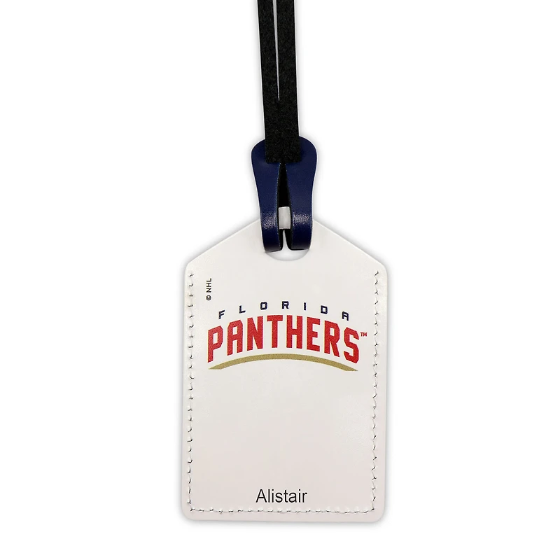White Florida Panthers Personalized Leather Luggage Tag