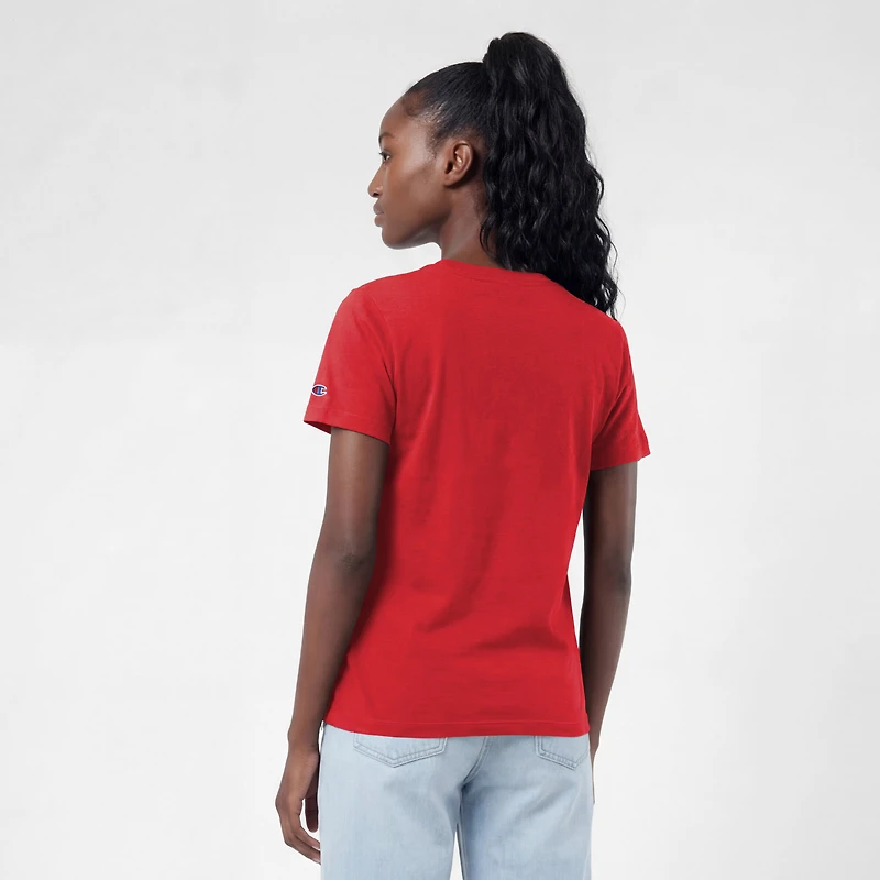 Women's Champion Red Florida Panthers Arch Mascot Logo T-Shirt