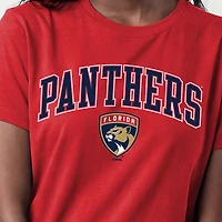 Women's Champion  Red Florida Panthers Arch Mascot Logo T-Shirt