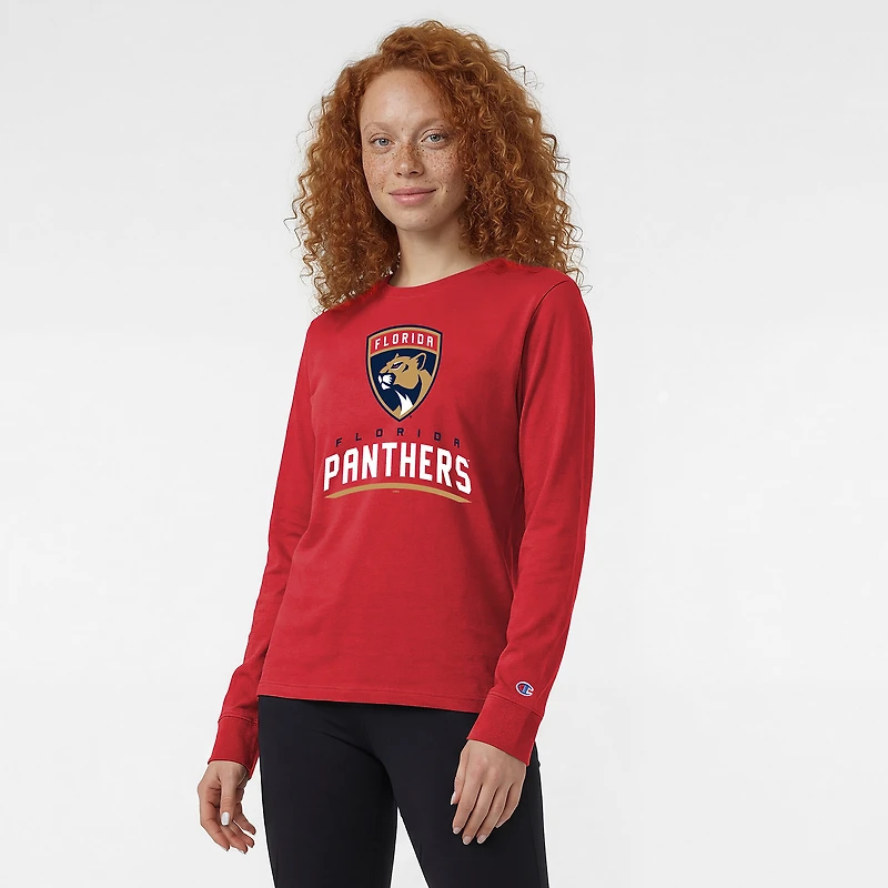 T-shirt à manches longues Champion Red Florida Panthers pour femmes
