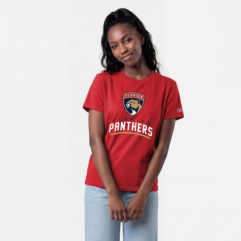 Women's Champion Red Florida Panthers Wordmark Lockup T-Shirt