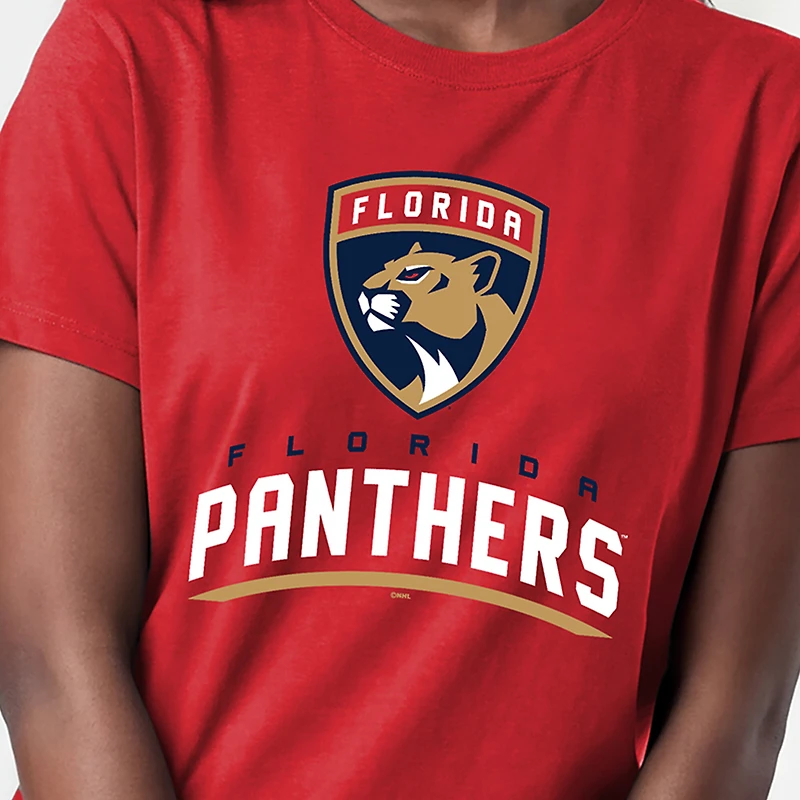 T-shirt à logo des Panthers de la Floride rouges, modèle Champion pour femmes