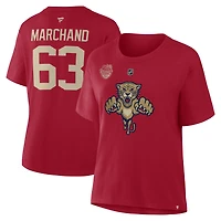 T-shirt authentique Fanatics pour femmes Brad Marchand, Panthers de la Floride, Classique hivernale LNH 2026, avec nom et numéro superposés