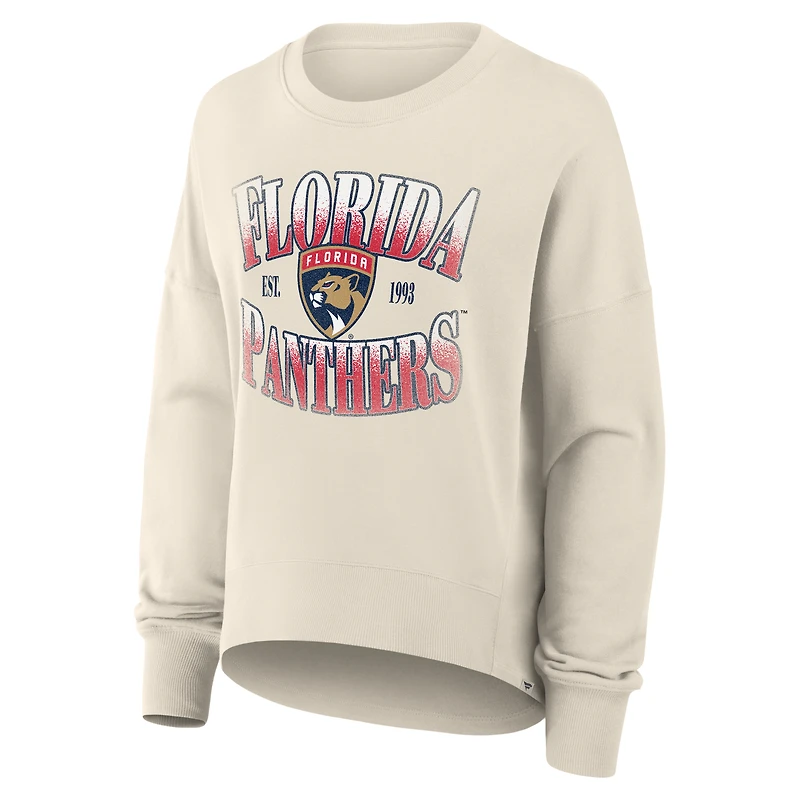 Women's Fanatics Cream Florida Panthers Oversized Slice Pullover Sweatshirt