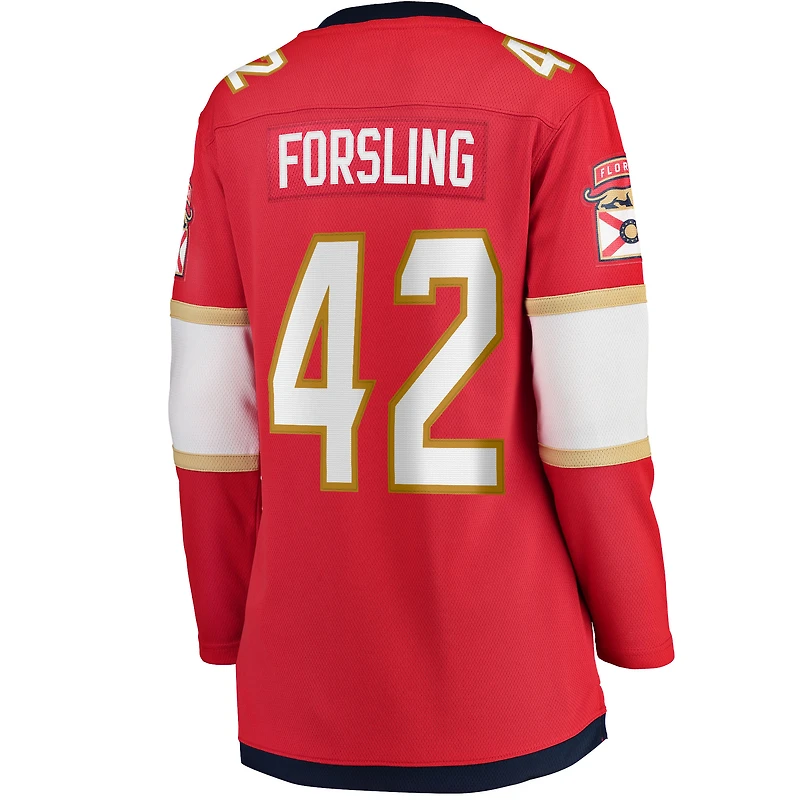 Maillot de joueur échappé à domicile des Fanatics Gustav Forsling Panthers la Floride, rouge, pour femmes