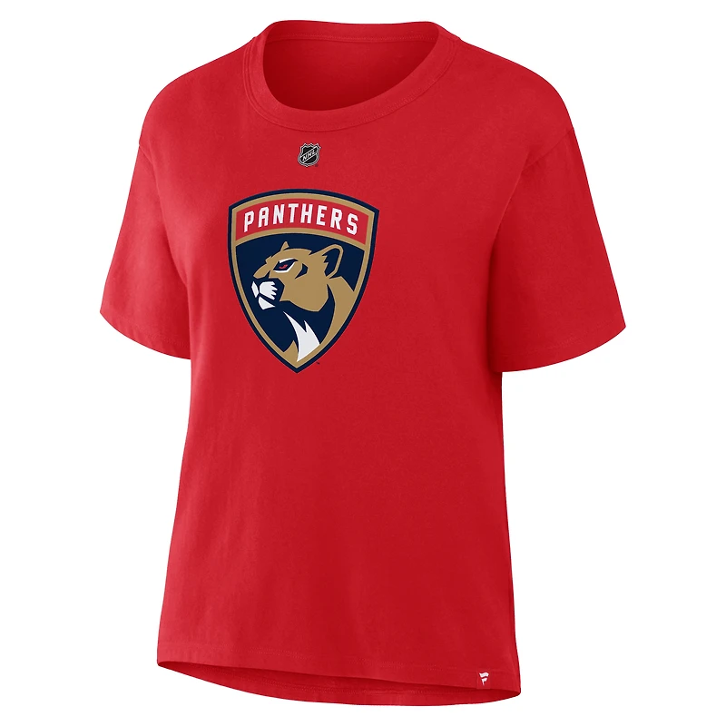 T-shirt rouge authentique des Panthers de la Floride, Matthew Tkachuk, fanatiques pour femmes, avec nom et numéro Stack