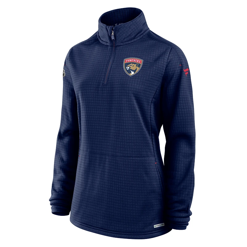 Women's Fanatics Navy Florida Panthers Authentic Pro Rink Quarter-Zip Pullover