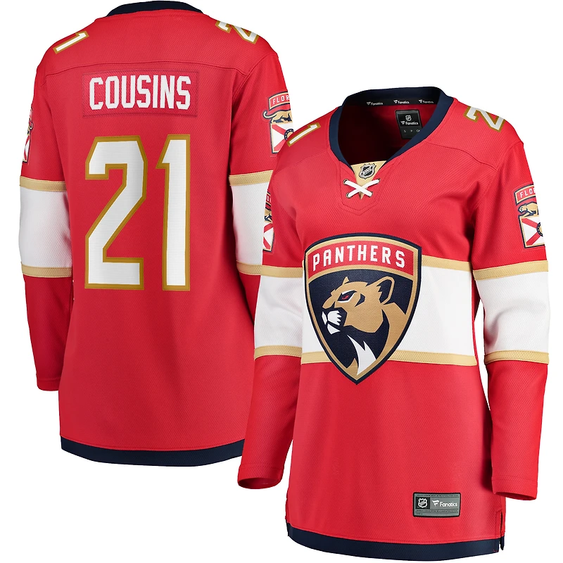 Maillot de joueur échappé à domicile des Fanatics Nick Cousins ​​des Panthers la Floride, rouge, pour femmes